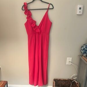 Main Strip Red One Shoulder Sundress